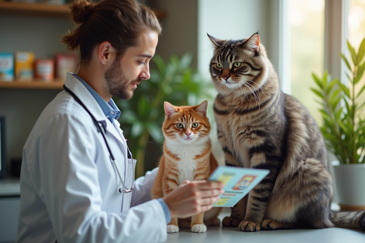 un vétérinaire avec deux chats