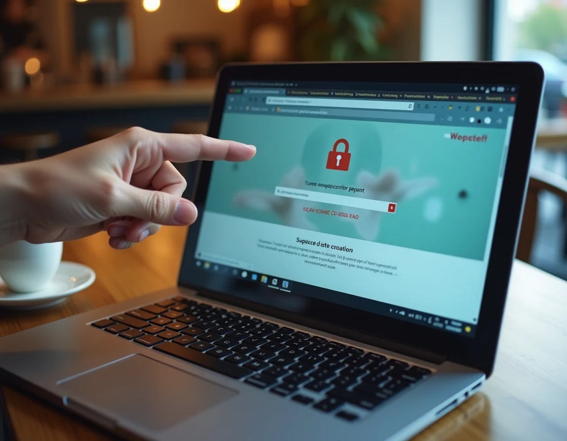 Gros plan d'un écran d'ordinateur montrant les signaux d'alerte d'un site web suspect