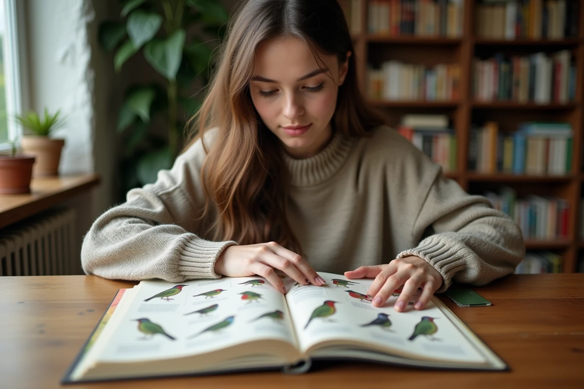 Jeune femme regardant guides d
